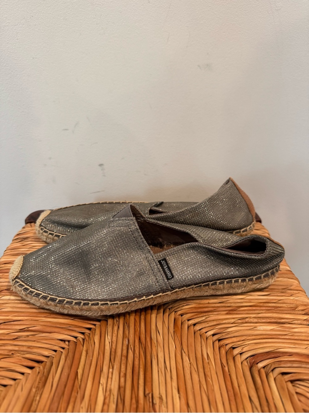 Joy and Mario womens Metallic Gray Slip-On Espadrilles size 10